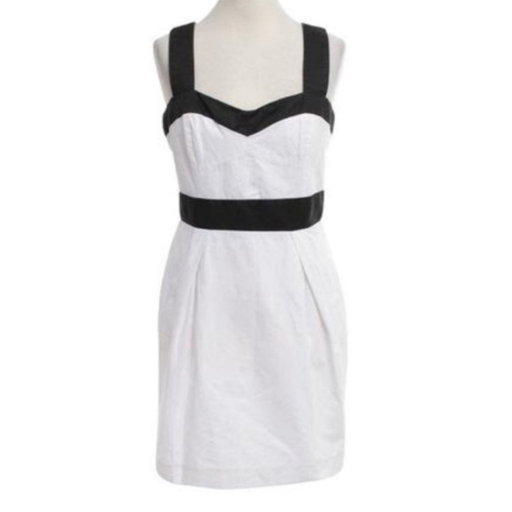 French Connection Women’s Y2K Linen Blend Mini Dress Black & White Size 2